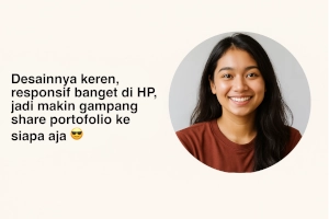 Desainnya keren, responsif banget di HP, jadi makin gampang share portofolio ke siapa aja 😎